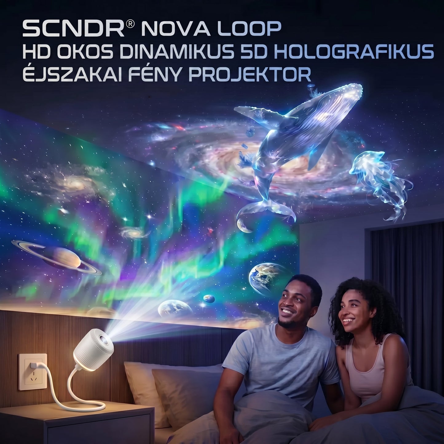 ✨𝐒𝐂𝐍𝐃𝐑® 360° os intelligens holografikus csillagos ég projektor