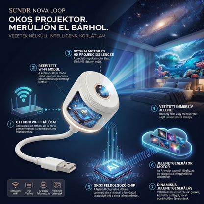 ✨𝐒𝐂𝐍𝐃𝐑® 360° os intelligens holografikus csillagos ég projektor